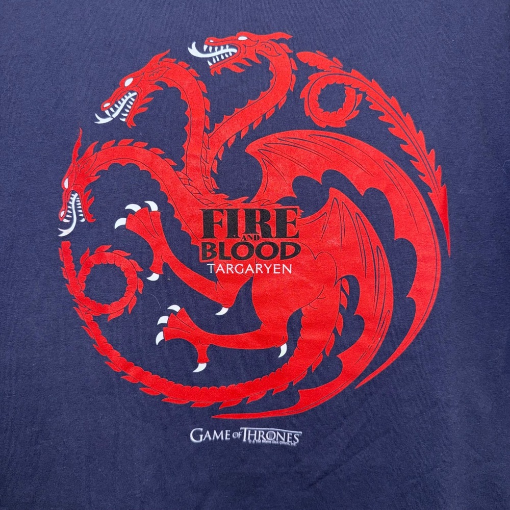 Game of Thrones Targaryen Fire & Blood Dragon T Shirt Mens XL HBO Navy GOT
